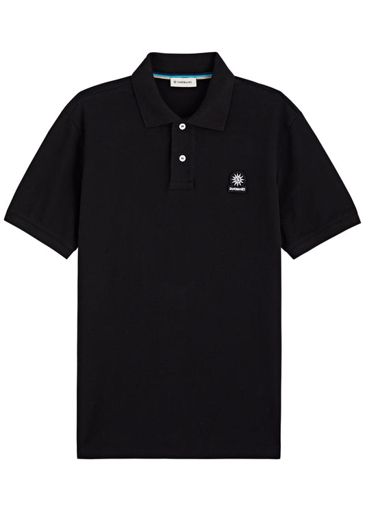 SANDBANKS BADGE LOGO POLO SHIRT BLACK MEDIUM RRP £115 BNWT