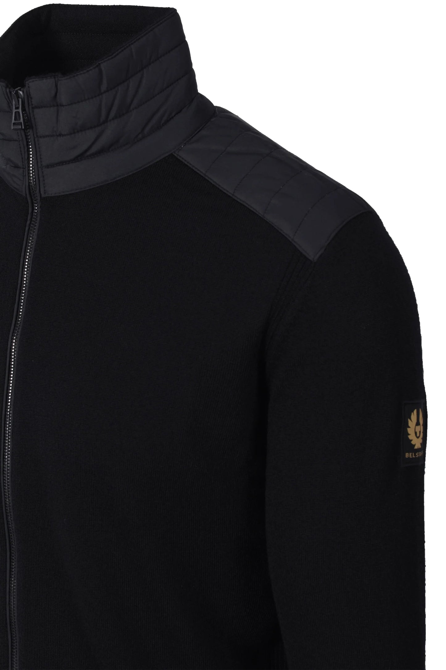 BELSTAFF KELBY MIXED MEDIA ZIP CARDIGAN JUMPER BLACK XL RRP £250 BNWT