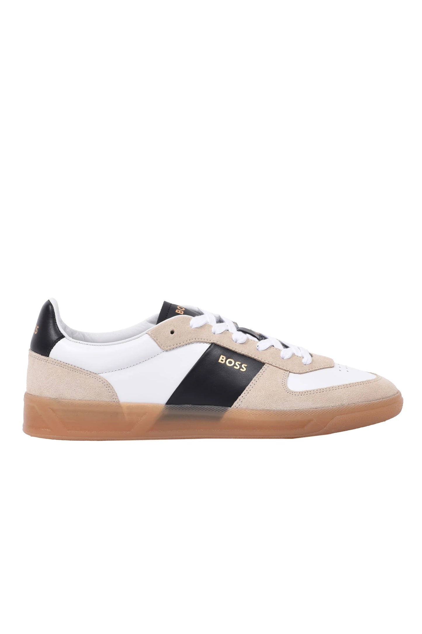 HUGO BOSS BRANDON LEATHER & SUEDE TRAINERS OPEN BEIGE UK 9 RRP £229 BNIB