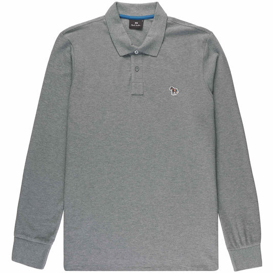 PAUL SMITH PS LONG SLEEVE PIQUE COTTON POLO SHIRT GREY 2XL RRP £90 BNWT
