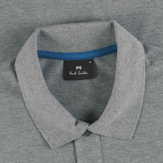 PAUL SMITH PS LONG SLEEVE PIQUE COTTON POLO SHIRT GREY 2XL RRP £90 BNWT