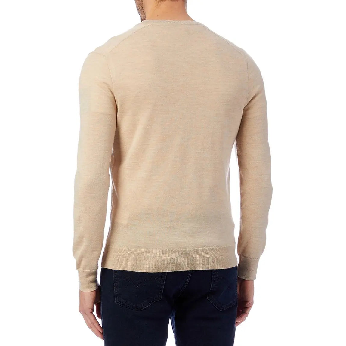 POLO RALPH LAUREN SLIM FIT MERINO WOOL V-NECK JUMPER BEIGE 2XL RRP £129 BNWT