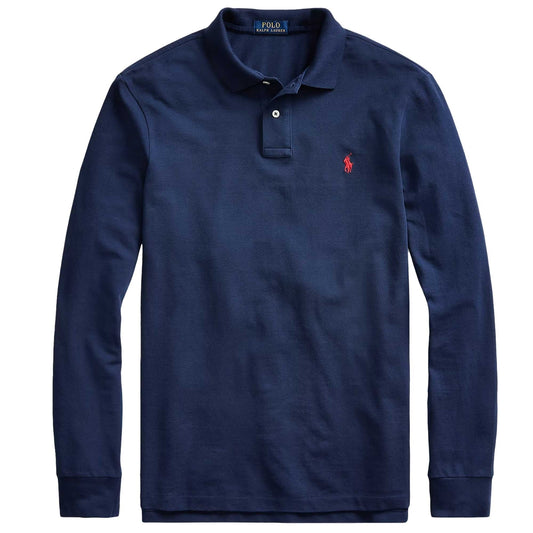 POLO RALPH LAUREN CUSTOM FIT LONG SLEEVE COTTON POLO SHIRT NAVY 3XL RRP £125 NEW