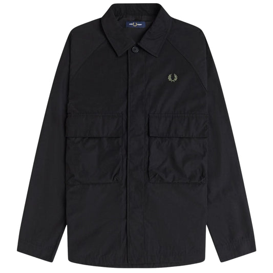 FRED PERRY RAGLAN UTILITY OVERSHIRT SHACKET JACKET BLACK 2XL RRP £150 BNWT