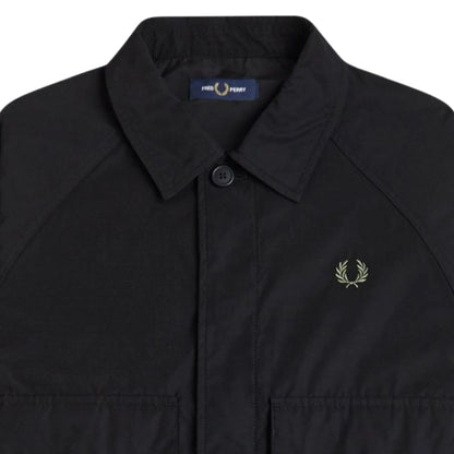 FRED PERRY RAGLAN UTILITY OVERSHIRT SHACKET JACKET BLACK 2XL RRP £150 BNWT