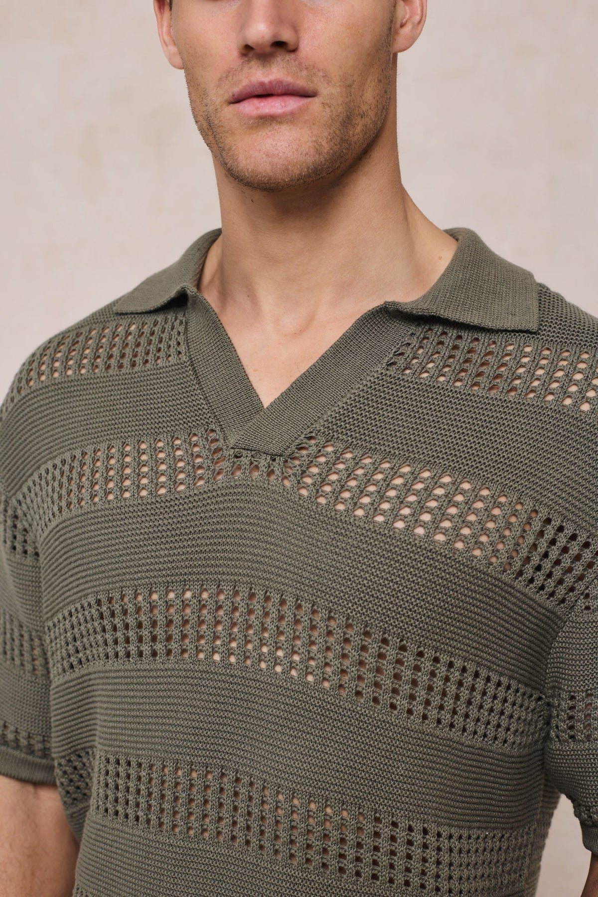 RAITH FRATTINA CROCHET KNIT COTTON POLO SHIRT SAGE GREEN 2XL RRP £70 BNWT