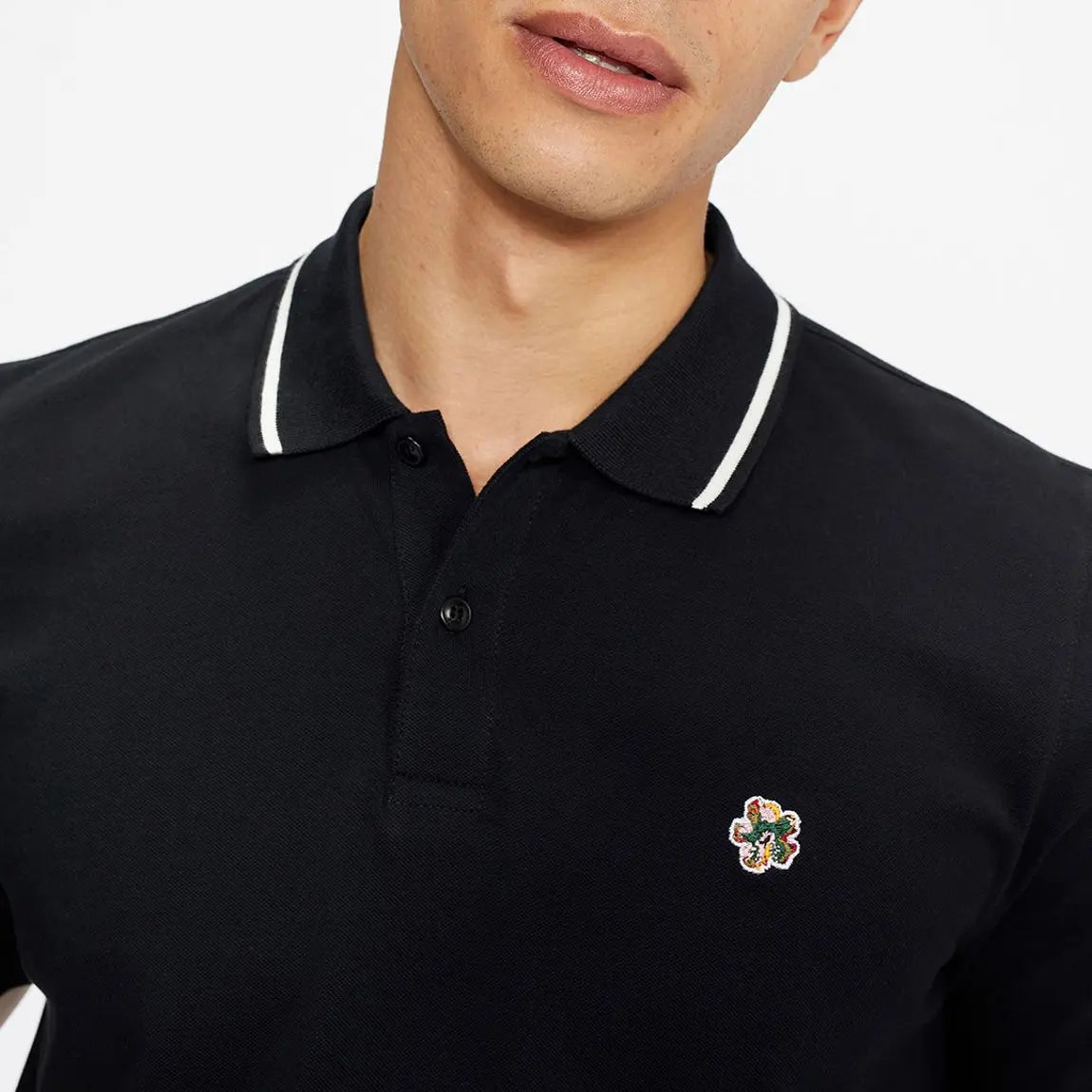 TED BAKER CAMDEN PIQUE COTTON TIPPED POLO SHIRT BLACK LARGE RRP £65 BNWT