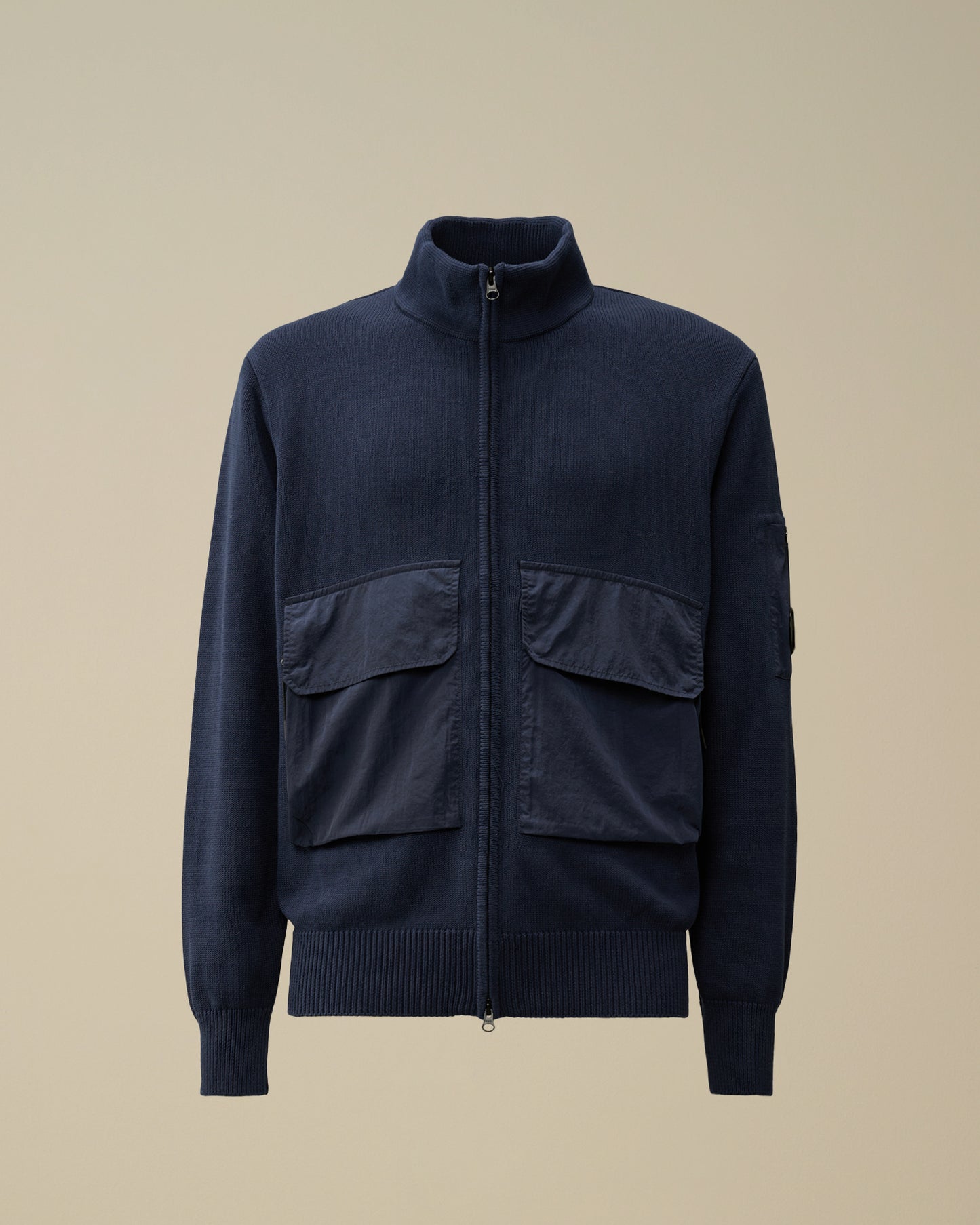 CP COMPANY MIXED MEDIA LENS KNIT ZIP CARDIGAN JACKET NAVY LARGE RRP £415 BNWT