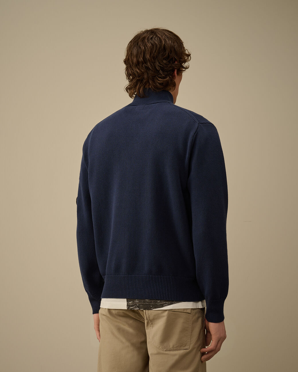 CP COMPANY MIXED MEDIA LENS KNIT ZIP CARDIGAN JACKET NAVY LARGE RRP £415 BNWT