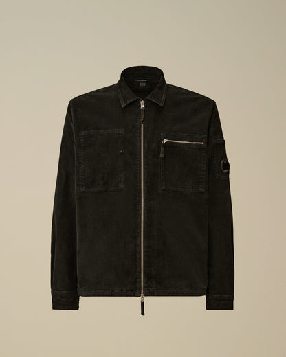 C.P. COMPANY LENS CORDUROY COTTON ZIPPED OVERSHIRT JACKET BLACK XL RRP £375 BNWT