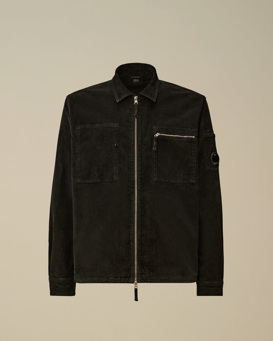 CP COMPANY LENS CORDUROY COTTON ZIPPED OVERSHIRT JACKET BLACK XL RRP £375 BNWT