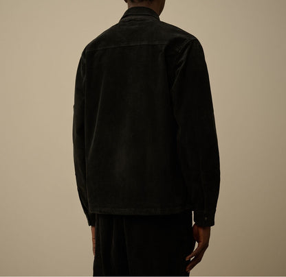 C.P. COMPANY LENS CORDUROY COTTON ZIPPED OVERSHIRT JACKET BLACK XL RRP £375 BNWT