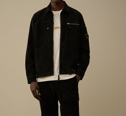 C.P. COMPANY LENS CORDUROY COTTON ZIPPED OVERSHIRT JACKET BLACK XL RRP £375 BNWT