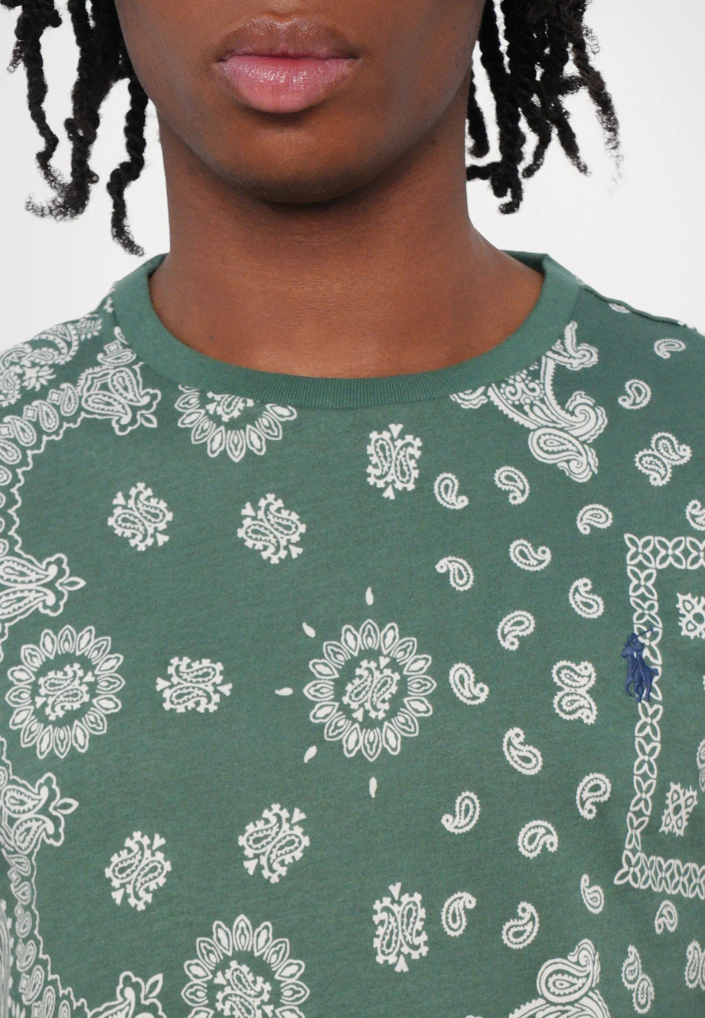 POLO RALPH LAUREN SLIM FIT COTTON PAISLEY FLORAL PRINT T-SHIRT GREEN 2XL RRP £90 BNWT
