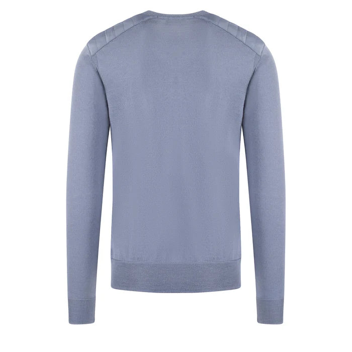 BELSTAFF KERRIGAN CREW NECK MERINO WOOL JUMPER BLUE FLINT RRP £175 BNWT