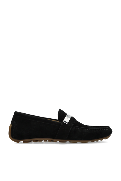 MOSCHINO COUTURE SUEDE LEATHER DRIVER MOCCASINS BLACK SIZE UK 10 RRP £455 BNIB