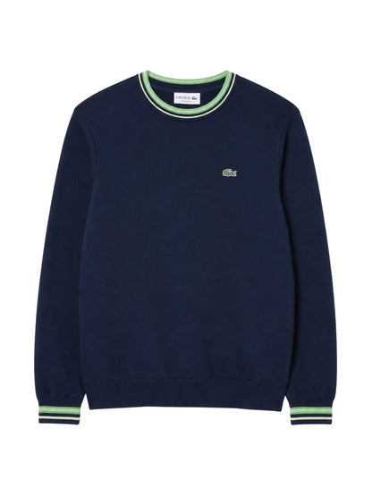 LACOSTE TIPPED CROC LOGO CREW NECK JUMPER NAVY BLUE 2XL RRP £120 BNWT