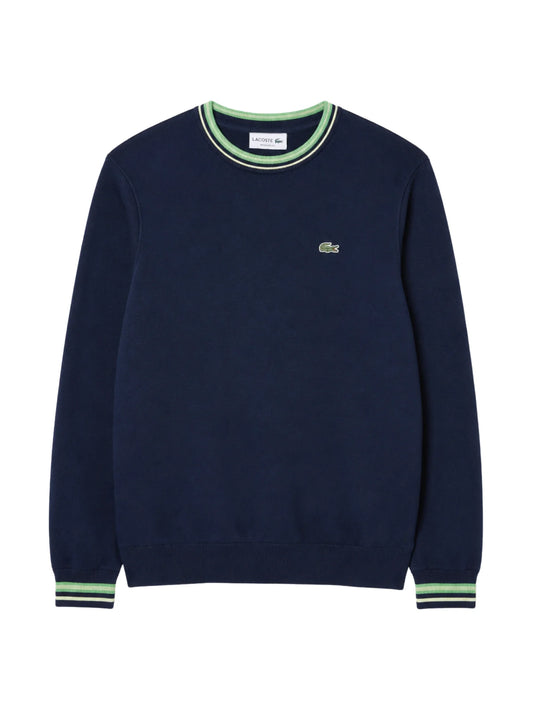 LACOSTE TIPPED CROC LOGO CREW NECK JUMPER NAVY BLUE 2XL RRP £120 BNWT