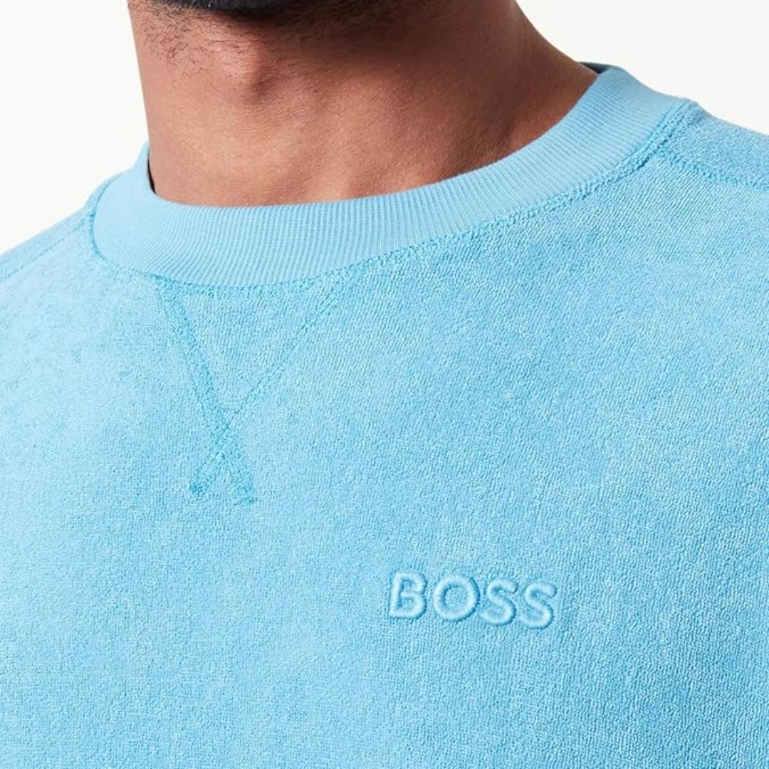HUGO BOSS TOWELLING COTTON T-SHORT OPEN BLUE OVERSIZED 4XL RRP £0 BNWT
