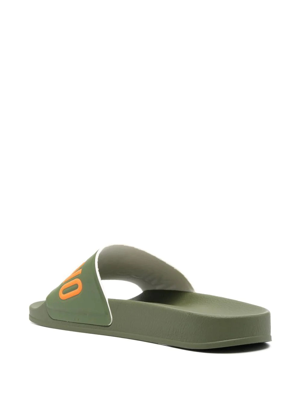 MOSCHINO MILITARY GREEN PVC STRAP SLIDES POOL BEACH UK 9 RRP £110 BRAND NEW