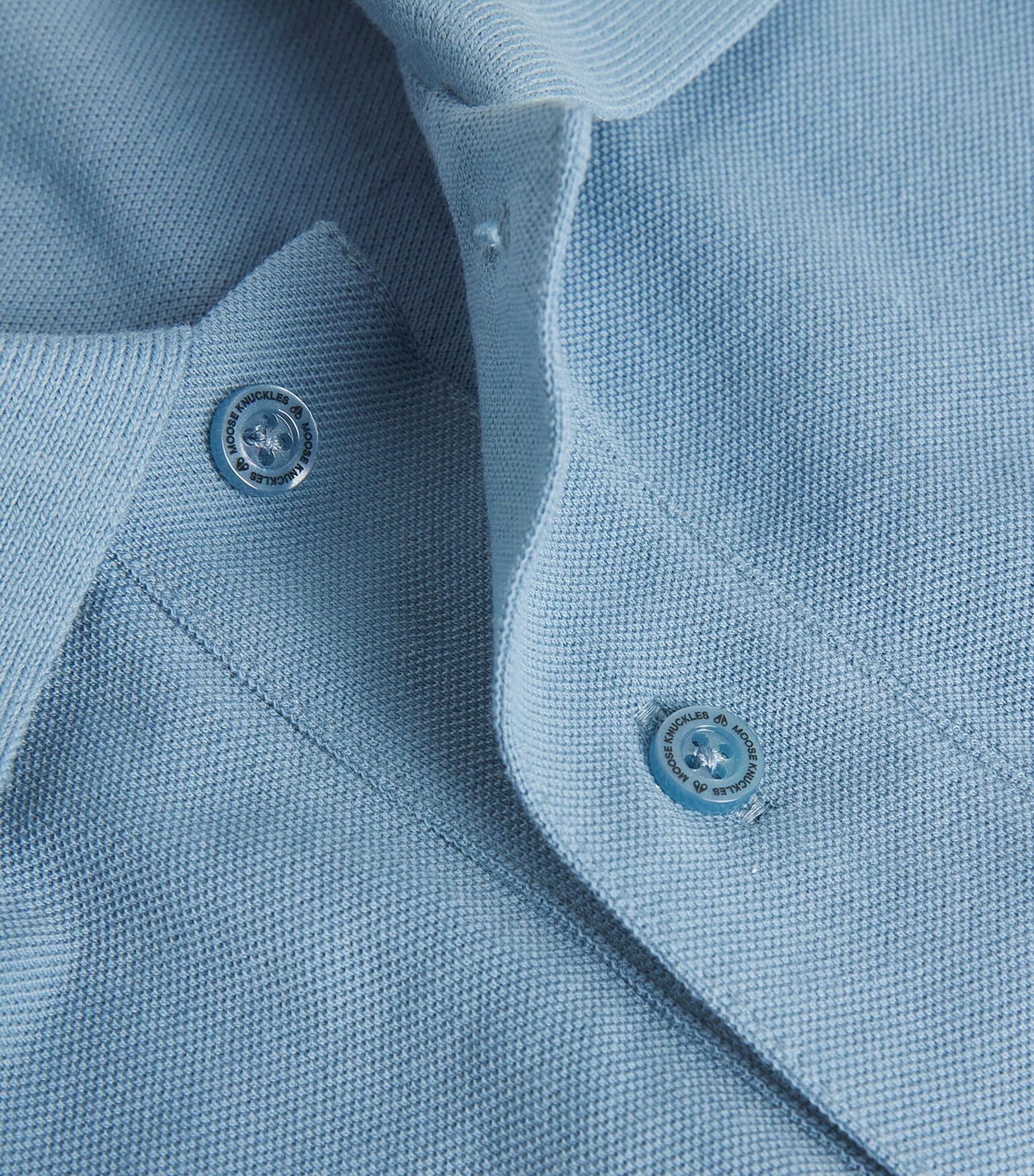 MOOSE KNUCKLES EVERETT PIQUE COTTON POLO SHIRT SEA BLUE M RRP £130 BNWT