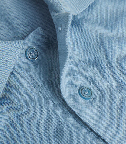 MOOSE KNUCKLES EVERETT PIQUE COTTON POLO SHIRT SEA BLUE M RRP £130 BNWT