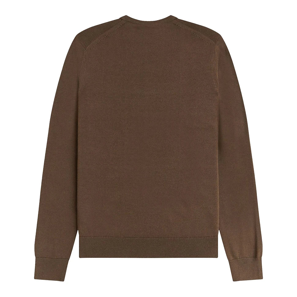 FRED PERRY CLASSIC CREW NECK MERINO WOOL JUMPER BURNT TOBACCO XL RRP £130 BNWT