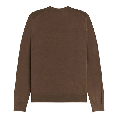 FRED PERRY CLASSIC CREW NECK MERINO WOOL JUMPER BURNT TOBACCO XL RRP £130 BNWT