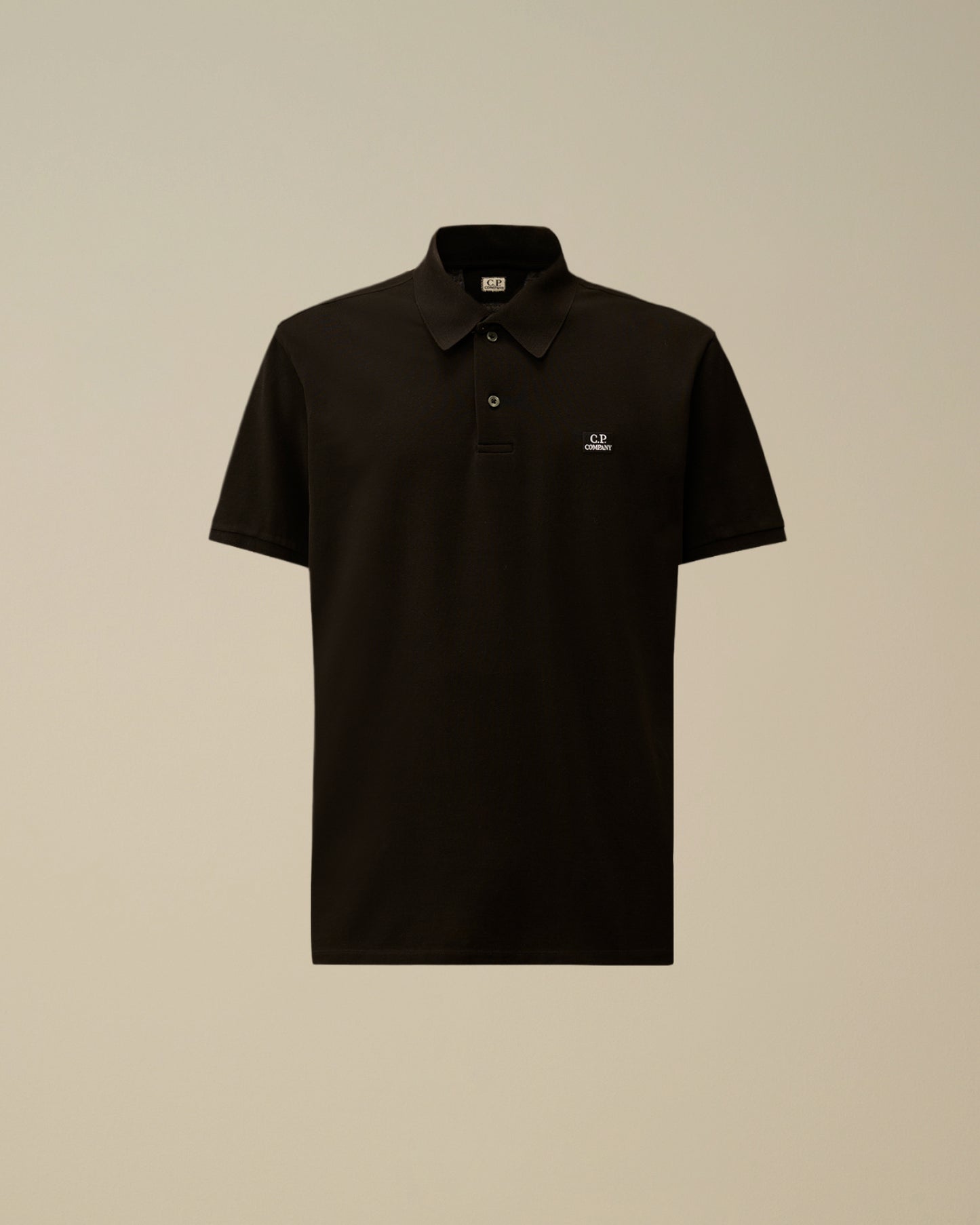 CP COMPANY LOGO COTTON POLO SHIRT BLACK MEDIUM RRP £130 BNWT