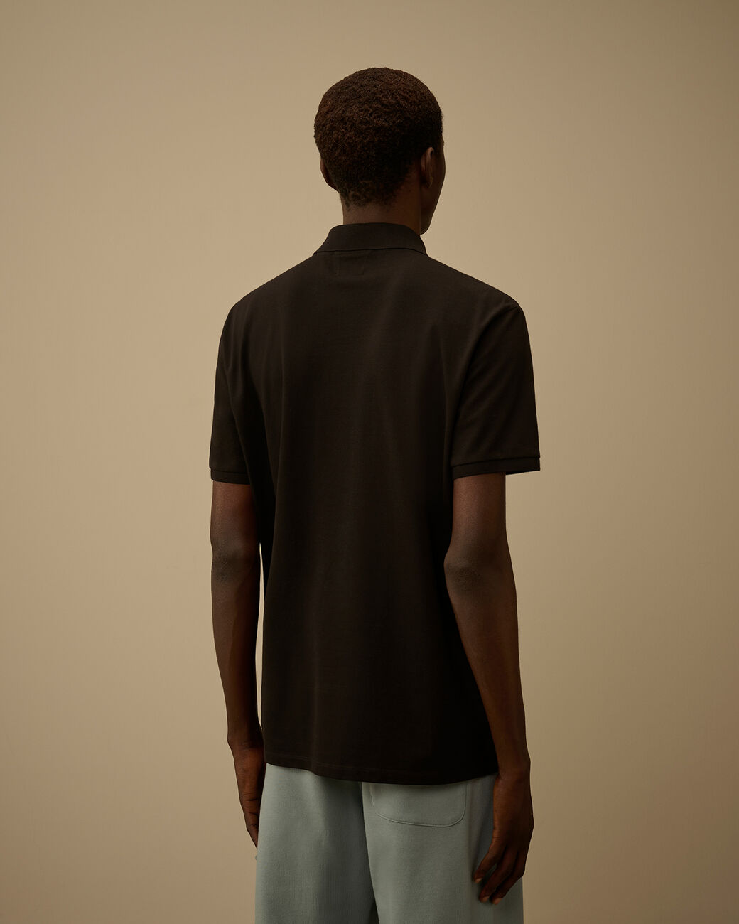 CP COMPANY LOGO COTTON POLO SHIRT BLACK MEDIUM RRP £130 BNWT