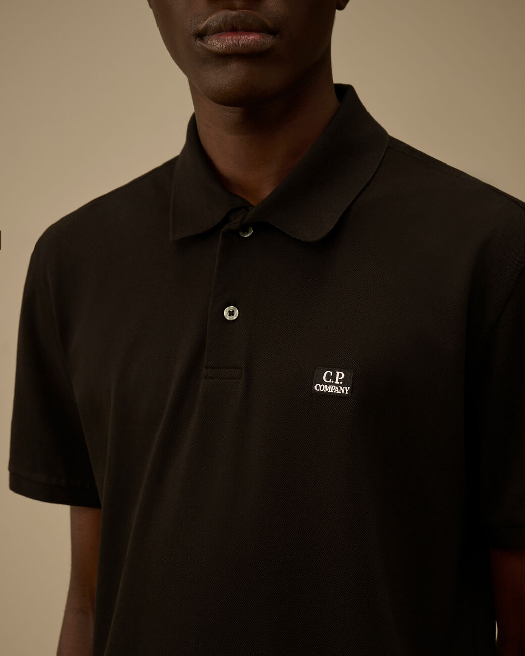 CP COMPANY LOGO COTTON POLO SHIRT BLACK MEDIUM RRP £130 BNWT