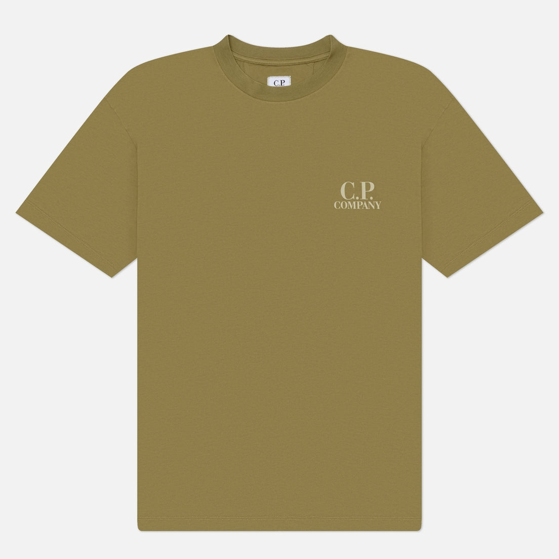 CP COMPANY 30/1 JERSEY LOGO COTTON T-SHIRT KHAKI GREEN 3XL RRP £115 BNWT