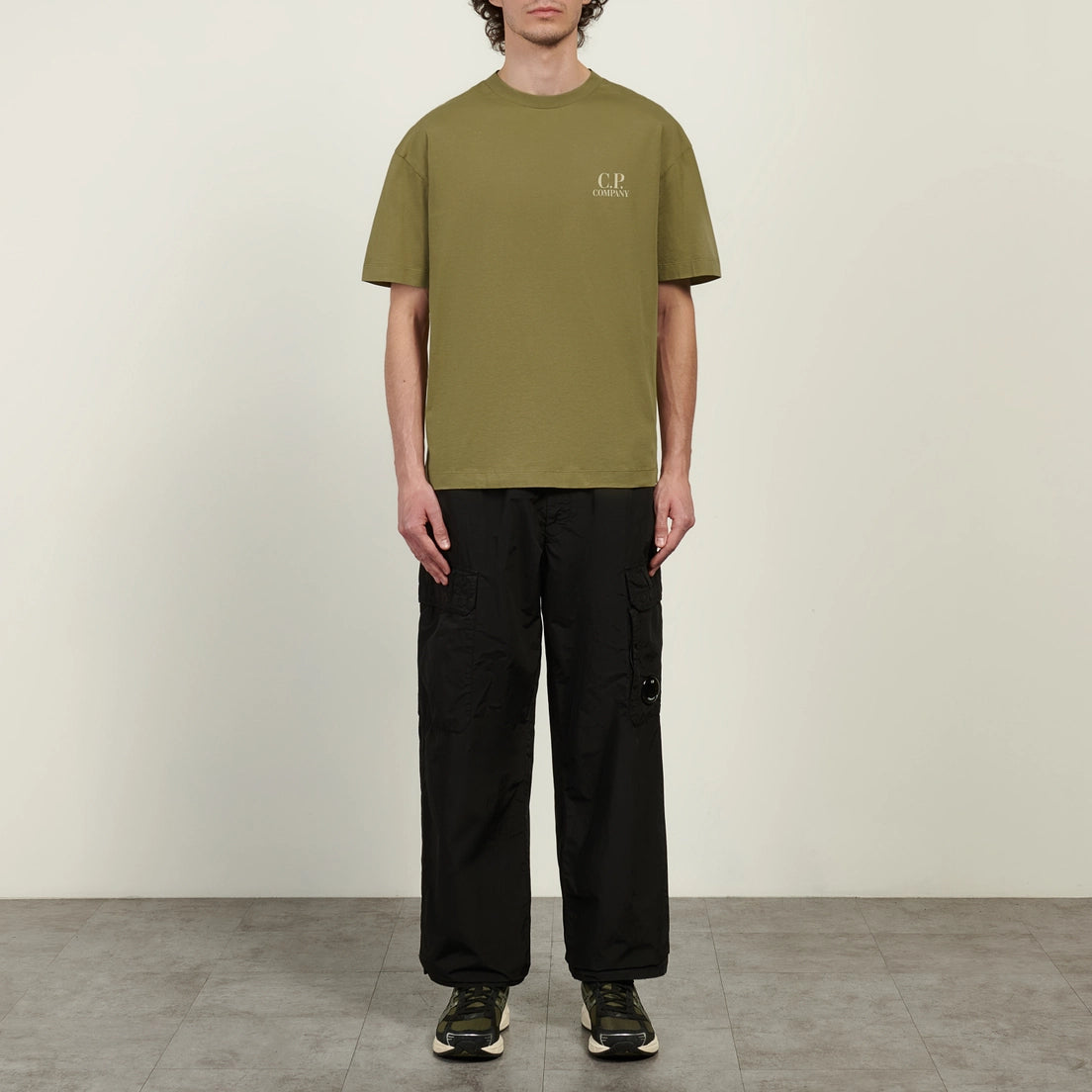CP COMPANY 30/1 JERSEY LOGO COTTON T-SHIRT KHAKI GREEN 3XL RRP £115 BNWT
