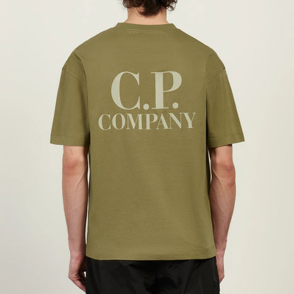 CP COMPANY 30/1 JERSEY LOGO COTTON T-SHIRT KHAKI GREEN 3XL RRP £115 BNWT