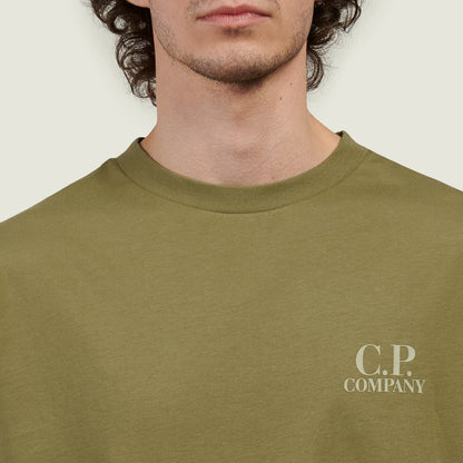CP COMPANY 30/1 JERSEY LOGO COTTON T-SHIRT KHAKI GREEN 3XL RRP £115 BNWT
