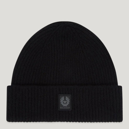 BELSTAFF PHOENIX LOGO WOOL DOCK BEANIE HAT BLACK MADE IN UK RRP £70 BNWT