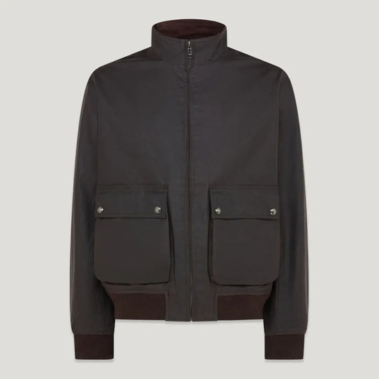 BELSTAFF BASE WAXED COTTON BOMBER JACKET DARK BROWN RRP £349 BNWT