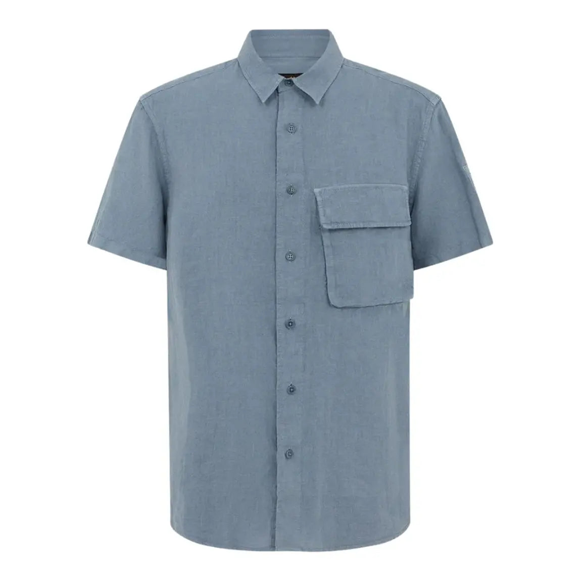 BELSTAFF SCALE LINEN SHORT SLEEVE SHIRT BLUE FLINT LARGE RRP £135 BNWT