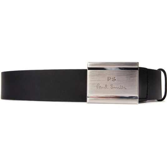 PAUL SMITH PLAQUE LEATHER BELT SIZE 38 WAIST BLACK RRP £80 BNWT