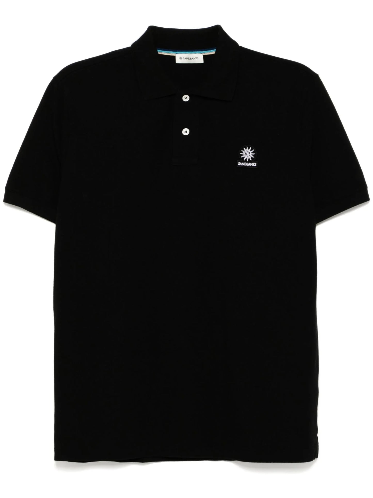 SANDBANKS BADGE LOGO POLO SHIRT BLACK MEDIUM RRP £115 BNWT