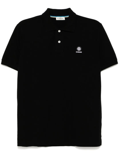 SANDBANKS BADGE LOGO POLO SHIRT BLACK MEDIUM RRP £115 BNWT