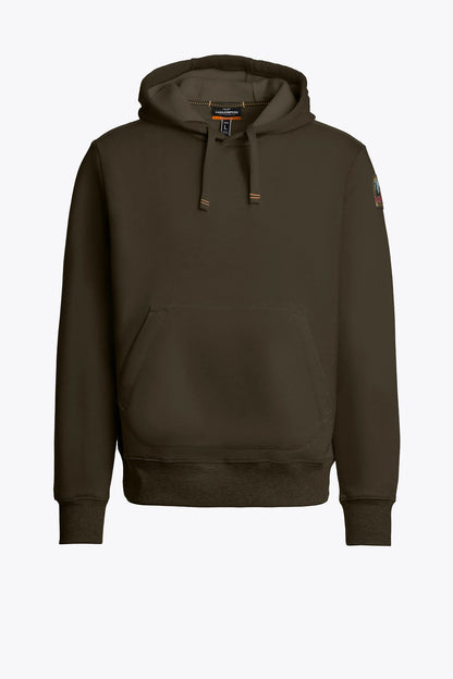 PARAJUMPERS EVEREST COTTON FLEECE HOODIE SWEATSHIRT DEEP MOSS GREEN RRP £185 BNWT