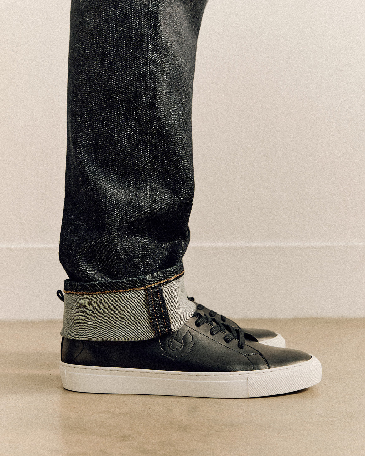 BELSTAFF WALTON LOW TOP NAPPA LEATHER TRAINERS DARK INK NAVY UK 7 RRP £175 BNIB