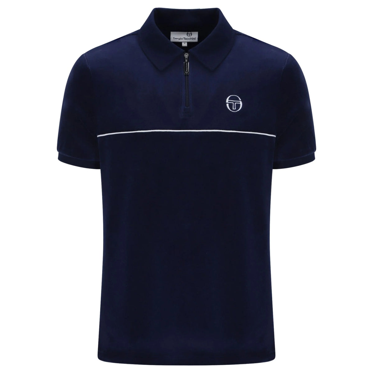 SERGIO TACCHINI CARDONA VELOUR POLO SHIRT NAVY BLUE M RRP £55 BNWT