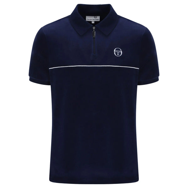 SERGIO TACCHINI CARDONA VELOUR POLO SHIRT NAVY BLUE M RRP £55 BNWT