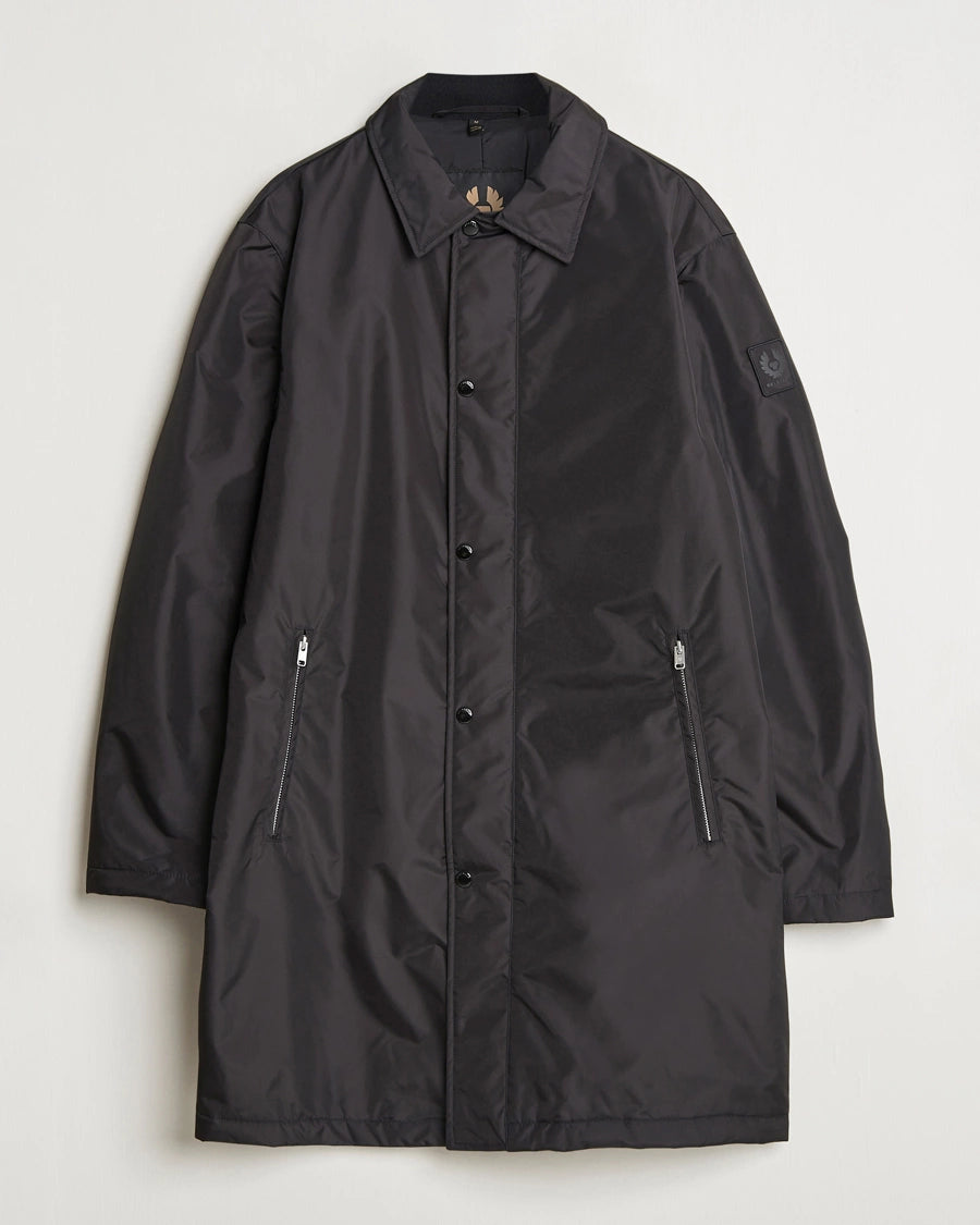 BELSTAFF DRILL NYLON SHELL OVERCOAT JACKET BLACK RRP £425 BNWT
