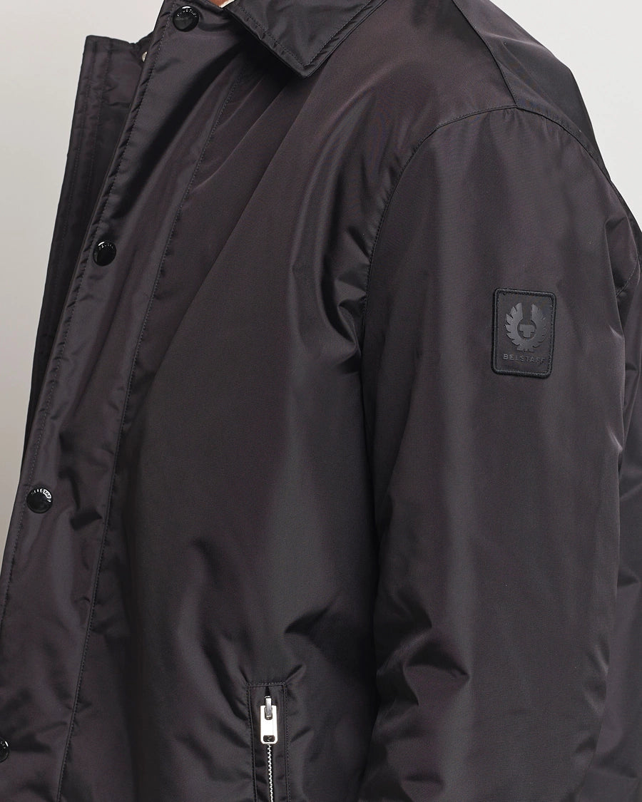 BELSTAFF DRILL NYLON SHELL OVERCOAT JACKET BLACK RRP £425 BNWT
