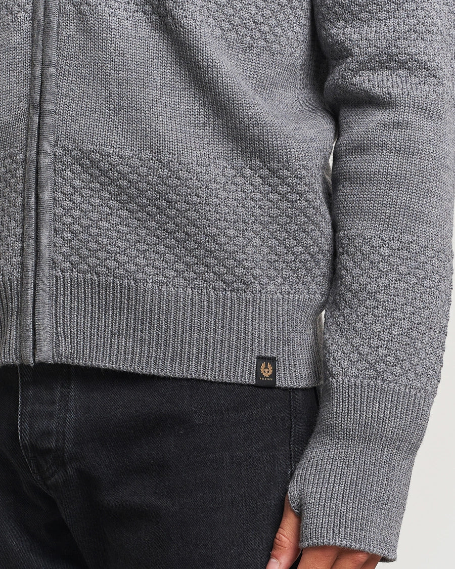 BELSTAFF STERNWAY ZIPPED WOOL CARDIGAN JUMPER GREY XL RRP £275 BNWT