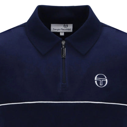 SERGIO TACCHINI CARDONA VELOUR POLO SHIRT NAVY BLUE M RRP £55 BNWT