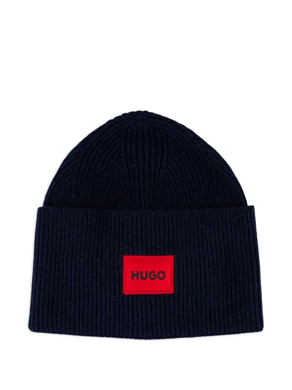 HUGO BY HUGO BOSS XAFF LOGO WOOL BEANIE HAT NAVY BLUE RRP £59 BNWT